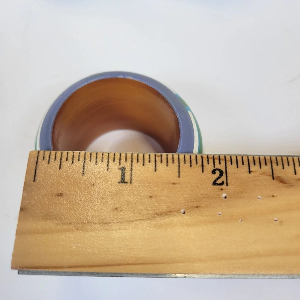 Wood‎ Napkin Holder Set Of 4 Hand-Painted Rings Granny Apple Park Imports NEW